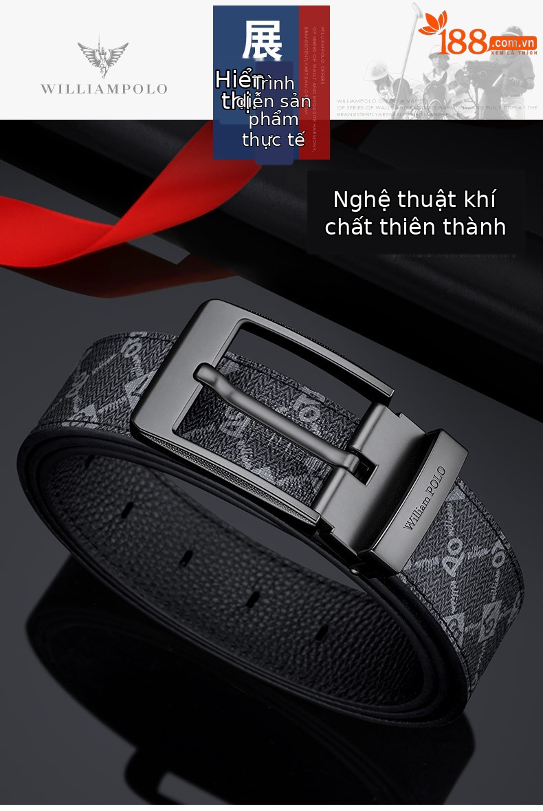 Thắt lưng da nam cao cấp khóa kim in họa tiết thời trang — 120cm, 130cm, 110cm, 125cm chi tiết 13
