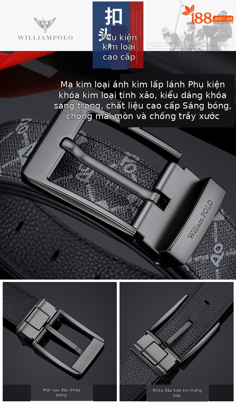 Thắt lưng da nam cao cấp khóa kim in họa tiết thời trang — 120cm, 130cm, 110cm, 125cm chi tiết 6
