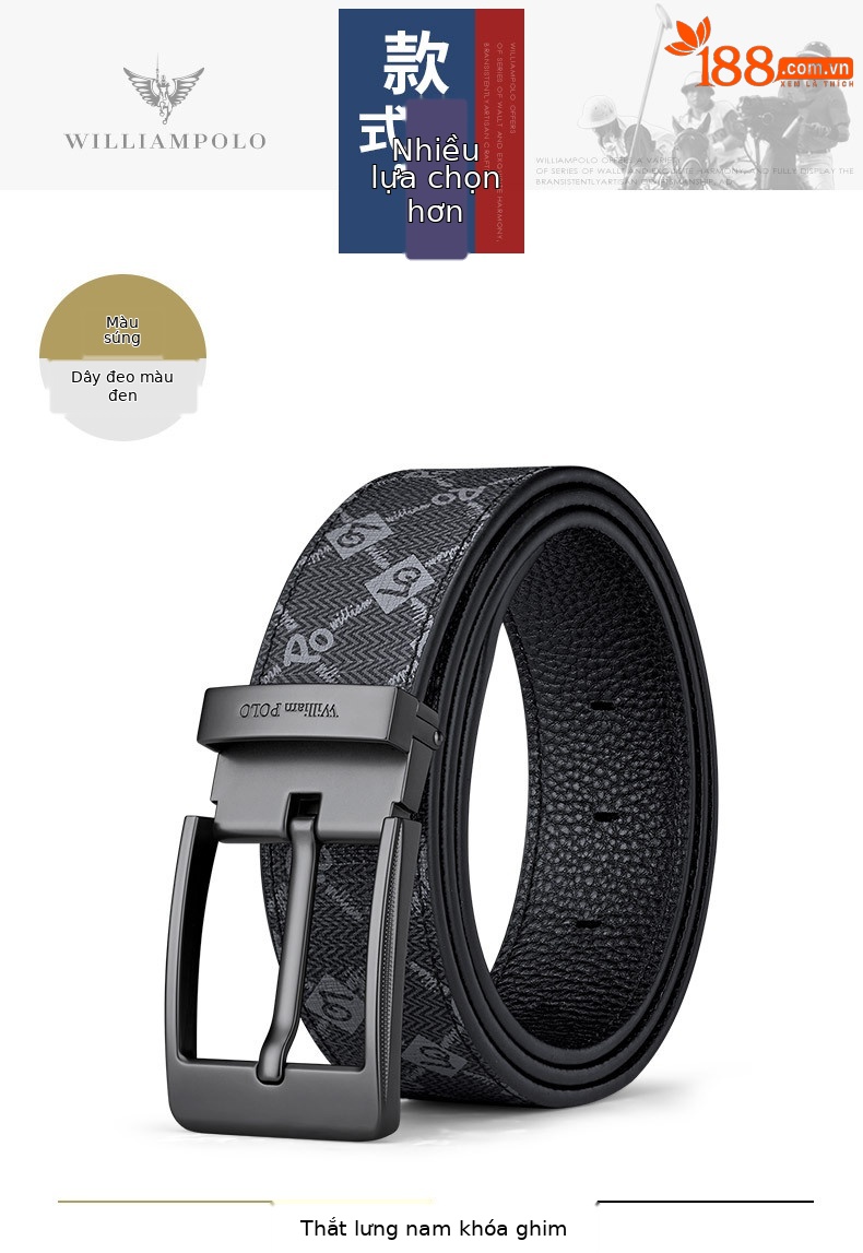 Thắt lưng da nam cao cấp khóa kim in họa tiết thời trang — 120cm, 130cm, 110cm, 125cm chi tiết 11