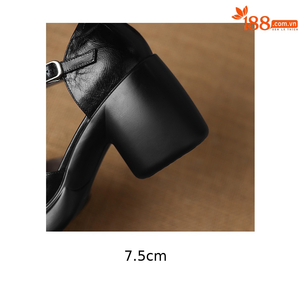 Sandal cao gót nữ mũi nhọn quai ngang đế dày gót 7 cm — đen chi tiết 23