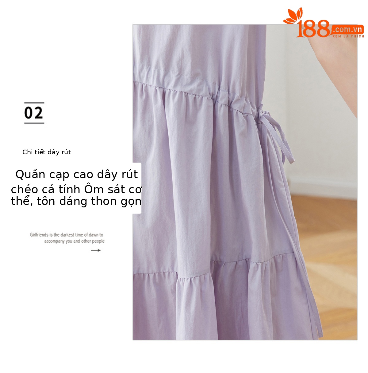 Đầm maxi nữ thắt eo dáng suông rút dây A-line tay ngắn JY2619 — màu tím nhạt, Vàng nhạt chi tiết 8