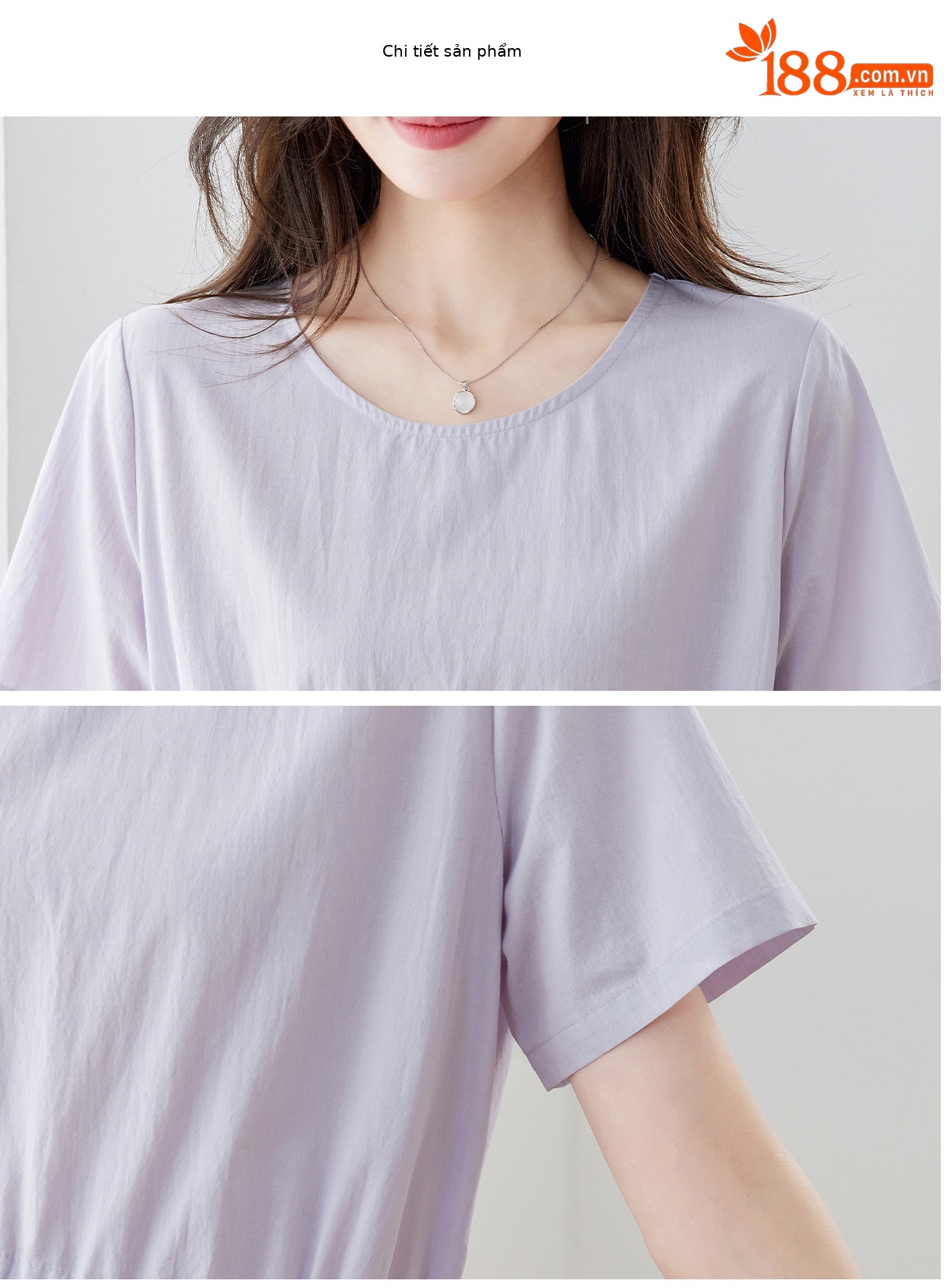 Đầm maxi nữ thắt eo dáng suông rút dây A-line tay ngắn JY2619 — màu tím nhạt, Vàng nhạt chi tiết 24
