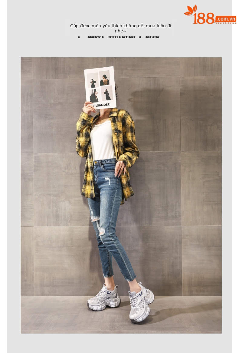 Giày sneaker nữ đế dày tăng chiều cao lưới thoáng khí phong cách dad shoes — xanh lam chi tiết 6