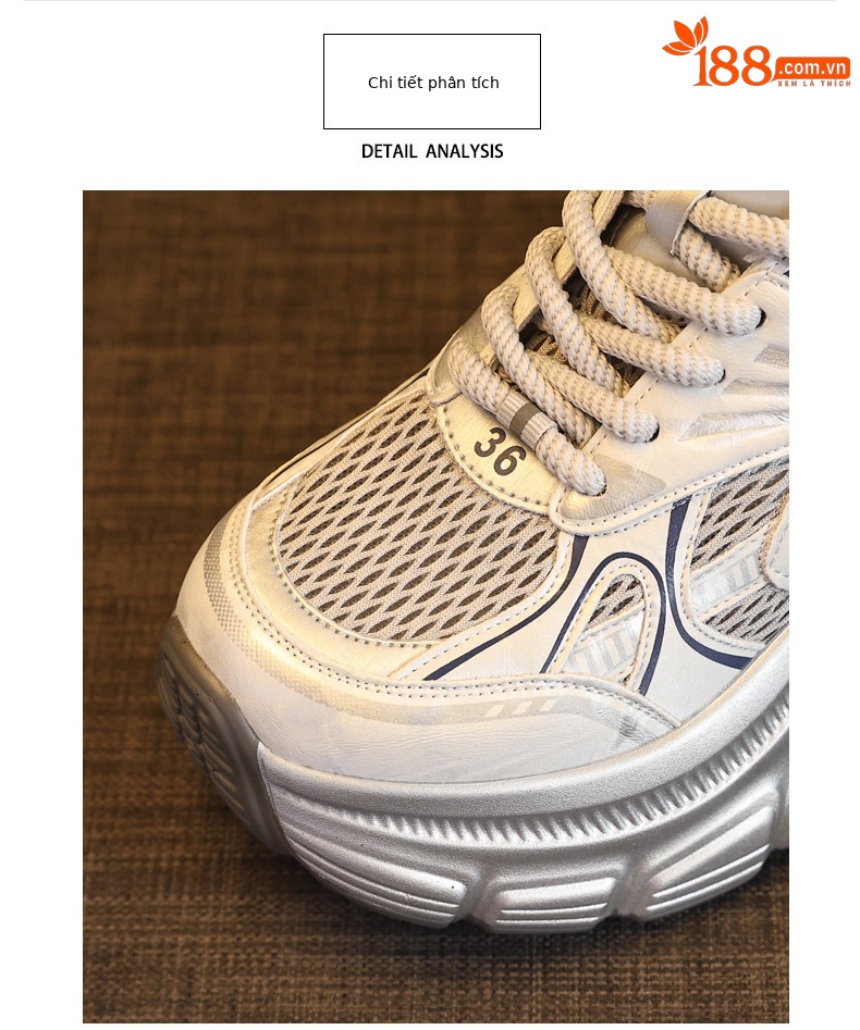 Giày sneaker nữ đế dày tăng chiều cao lưới thoáng khí phong cách dad shoes — xanh lam chi tiết 7