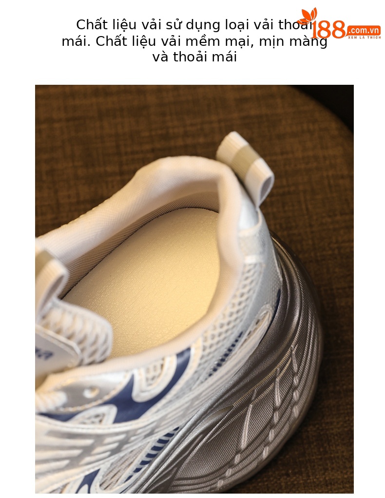Giày sneaker nữ đế dày tăng chiều cao lưới thoáng khí phong cách dad shoes — xanh lam chi tiết 8