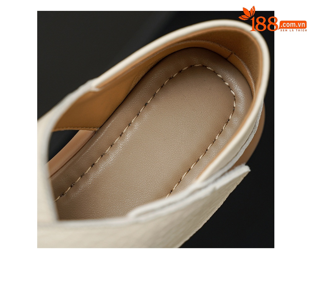 Sandal nữ hở mũi đế dày da cừu phong cách đơn giản, quai dán tiện lợi — màu be chi tiết 23