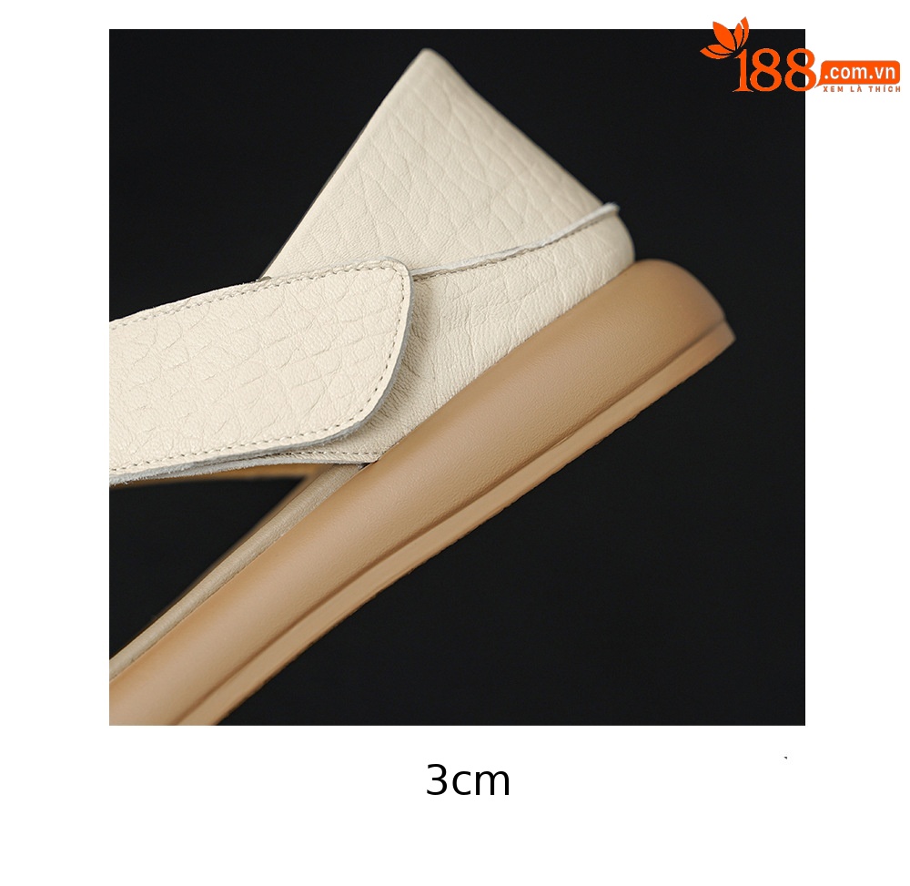 Sandal nữ hở mũi đế dày da cừu phong cách đơn giản, quai dán tiện lợi — màu be chi tiết 24