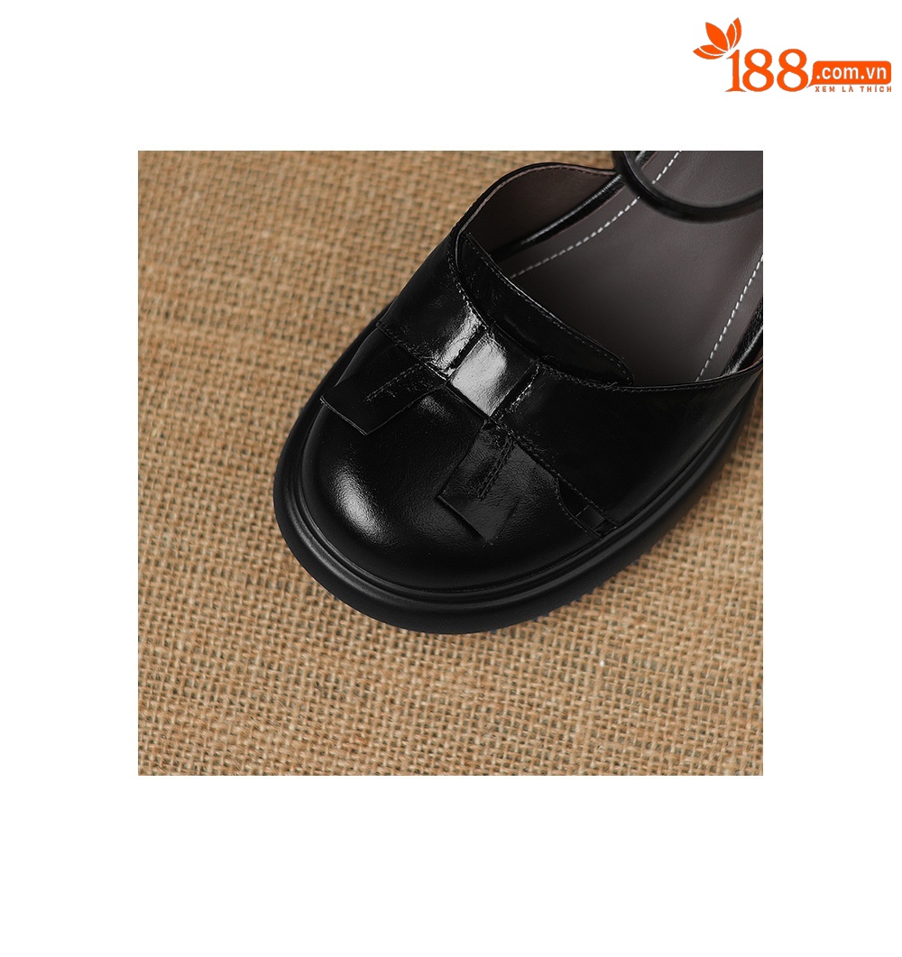 Sandal cao gót nữ mũi hở quai ngang gót vuông 7 cm — màu nâu chi tiết 20