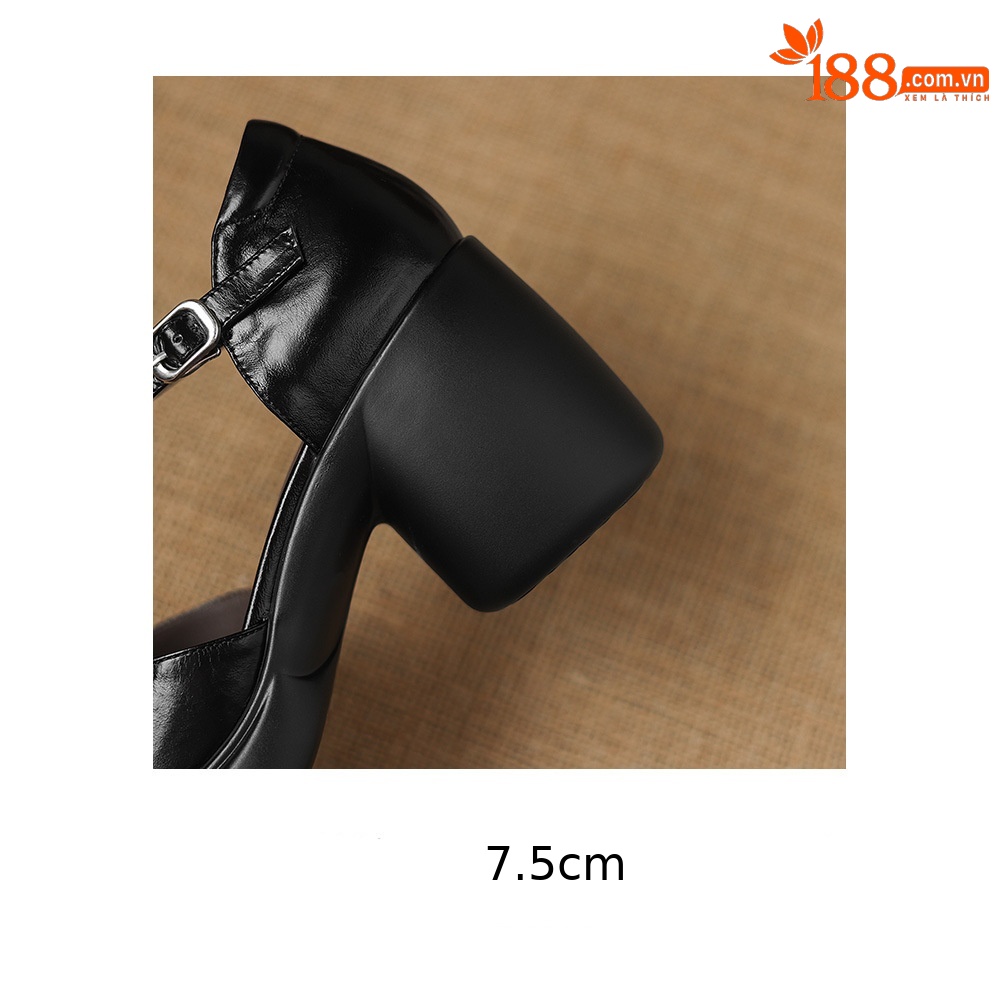 Sandal cao gót nữ mũi hở quai ngang gót vuông 7 cm — màu nâu chi tiết 21