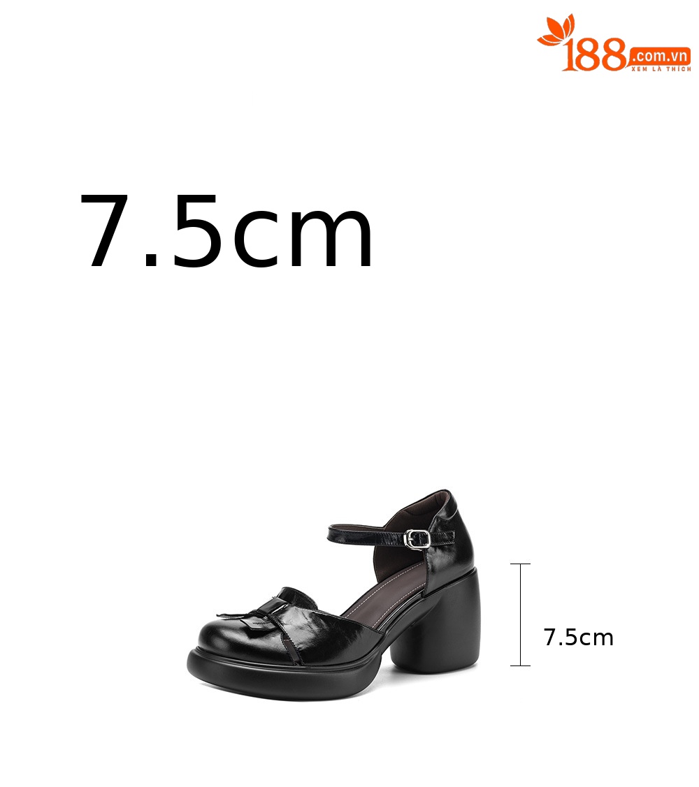 Sandal cao gót nữ mũi hở quai ngang gót vuông 7 cm — màu nâu chi tiết 3