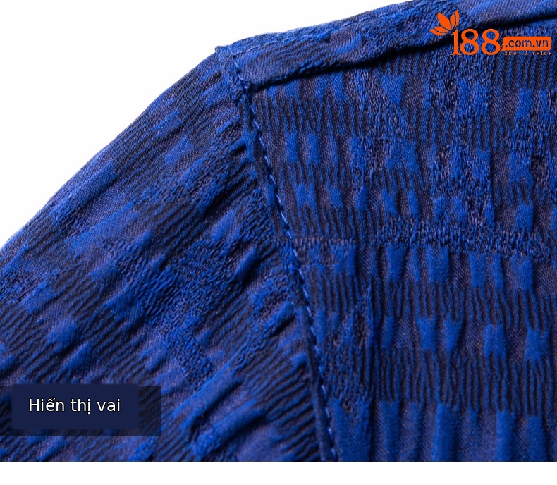 Áo sơ mi ngắn tay nam lụa tơ tằm 100% Mulberry Silk họa tiết jacquard Corinthian — Xanh da trời2635 chi tiết 14