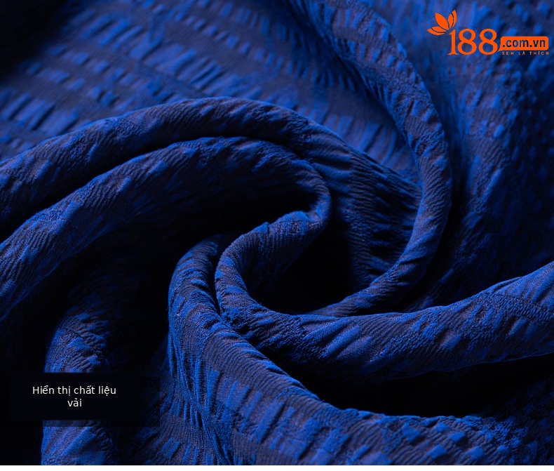 Áo sơ mi ngắn tay nam lụa tơ tằm 100% Mulberry Silk họa tiết jacquard Corinthian — Xanh da trời2635 chi tiết 18