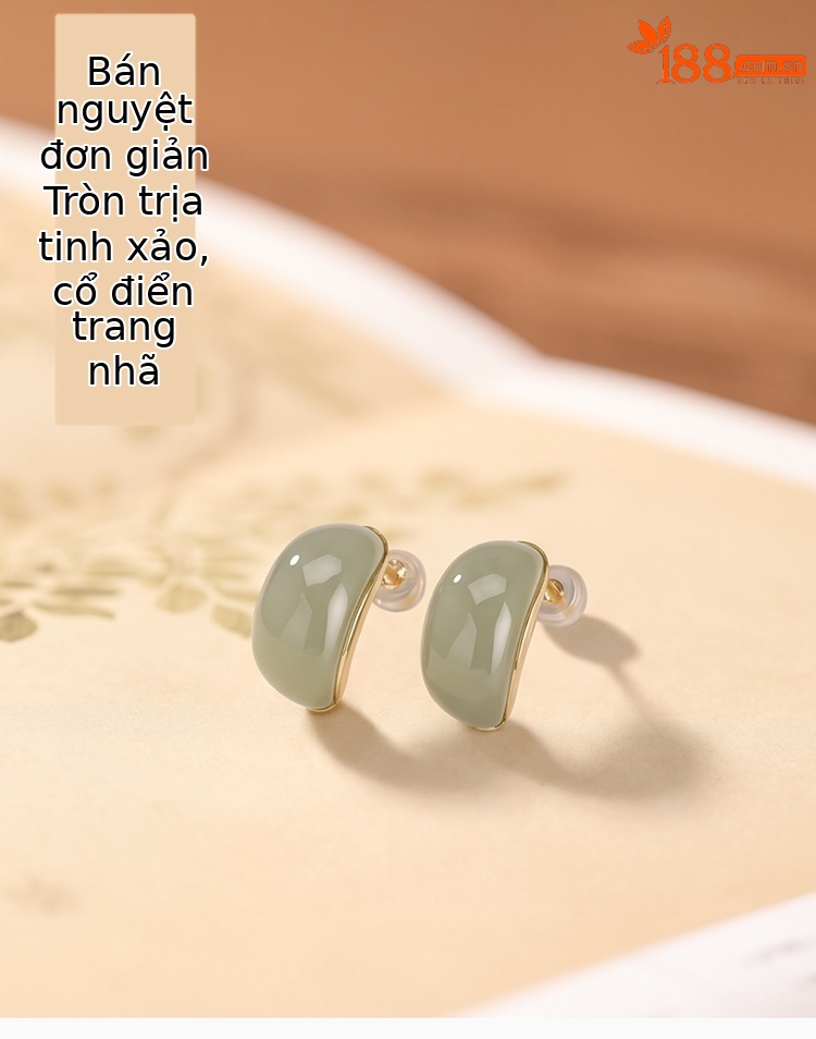 Bông tai bạc S925 đính ngọc Thanh Hòa Thạch tự nhiên hình học — Cặp đôi chi tiết 1
