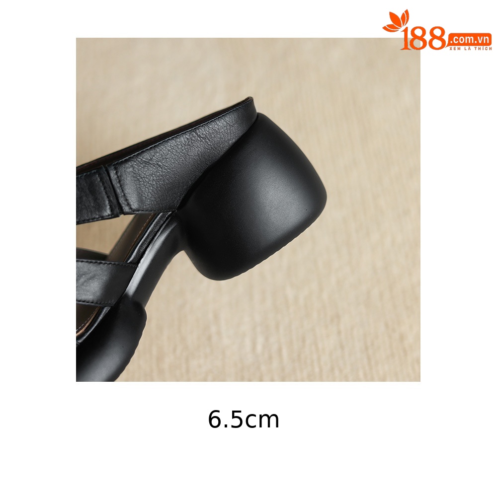 Sandal cao gót nữ mũi hở phong cách La Mã đế dày 6 cm — đen chi tiết 19