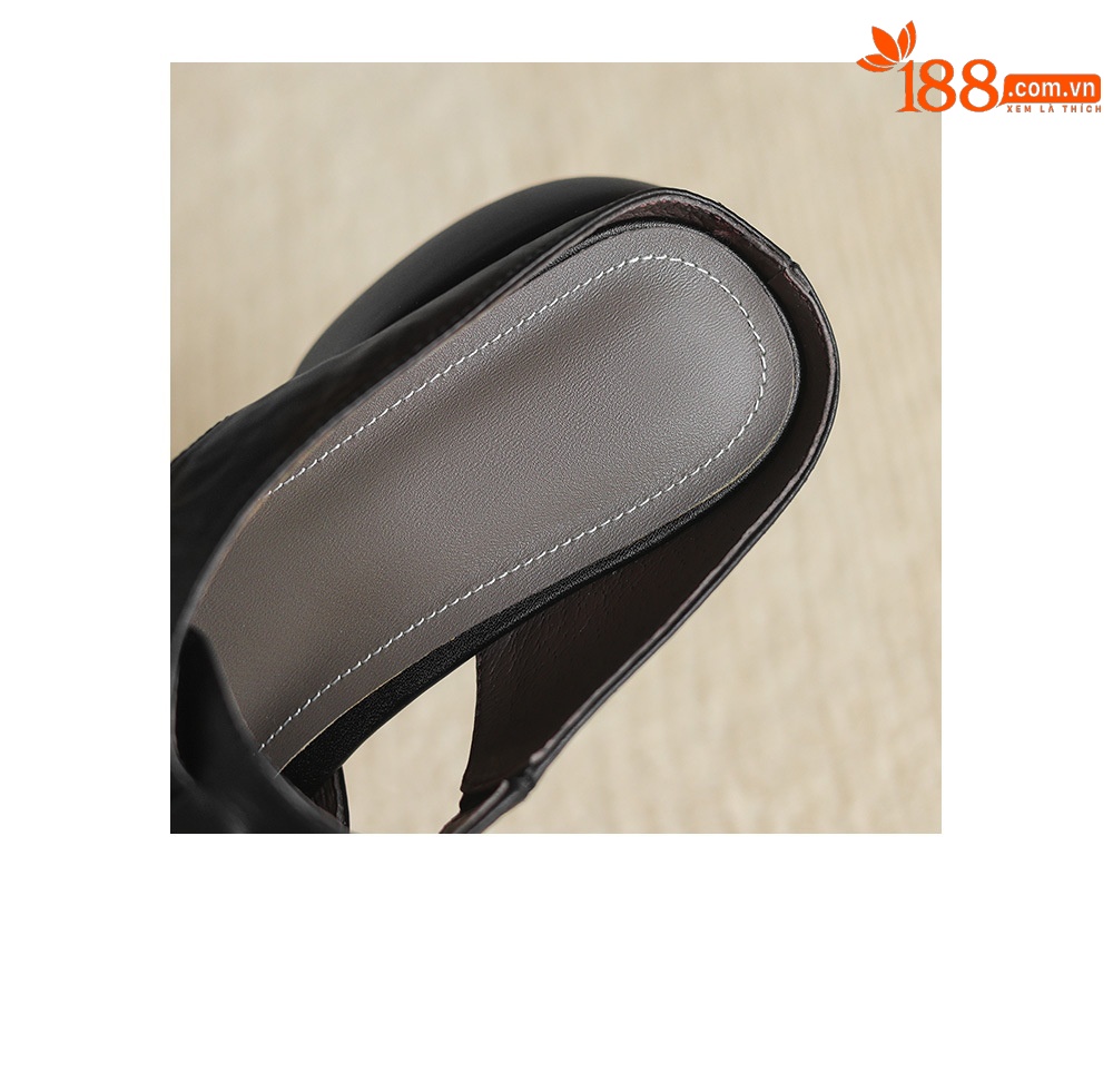 Sandal cao gót nữ mũi hở phong cách La Mã đế dày 6 cm — đen chi tiết 21