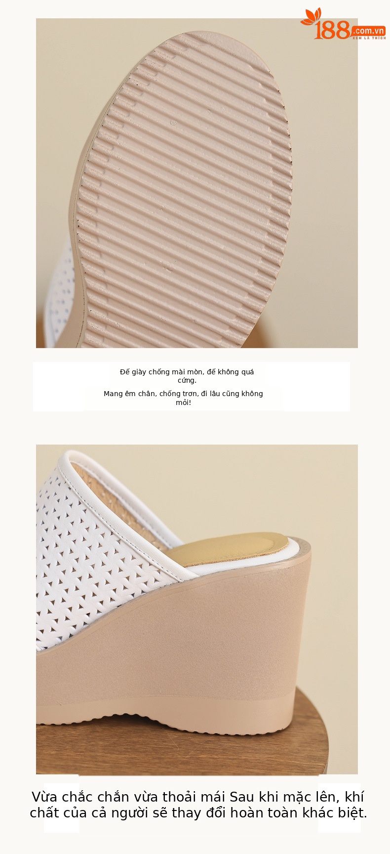 Dép sandal nữ quai chữ V đế xuồng cao gót 9 cm, phối váy dạo phố — màu trắng ngà, màu mơ chi tiết 4