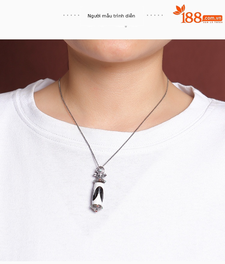 Mặt dây chuyền bạc S925 hình răng hổ Thiên Châu phong cách Tây Tạng vintage — mặt dây chuyền đơn chi tiết 4
