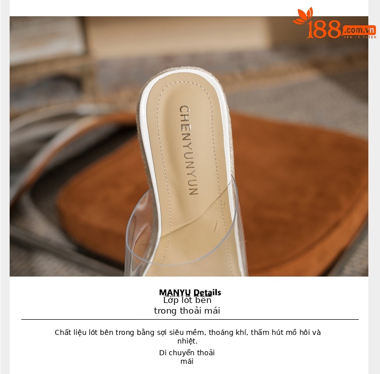 Sandal cao gót nữ đế xuồng bít mũi hở ngón, gót 9 cm, phong cách mới 2026 — màu trắng chi tiết 4