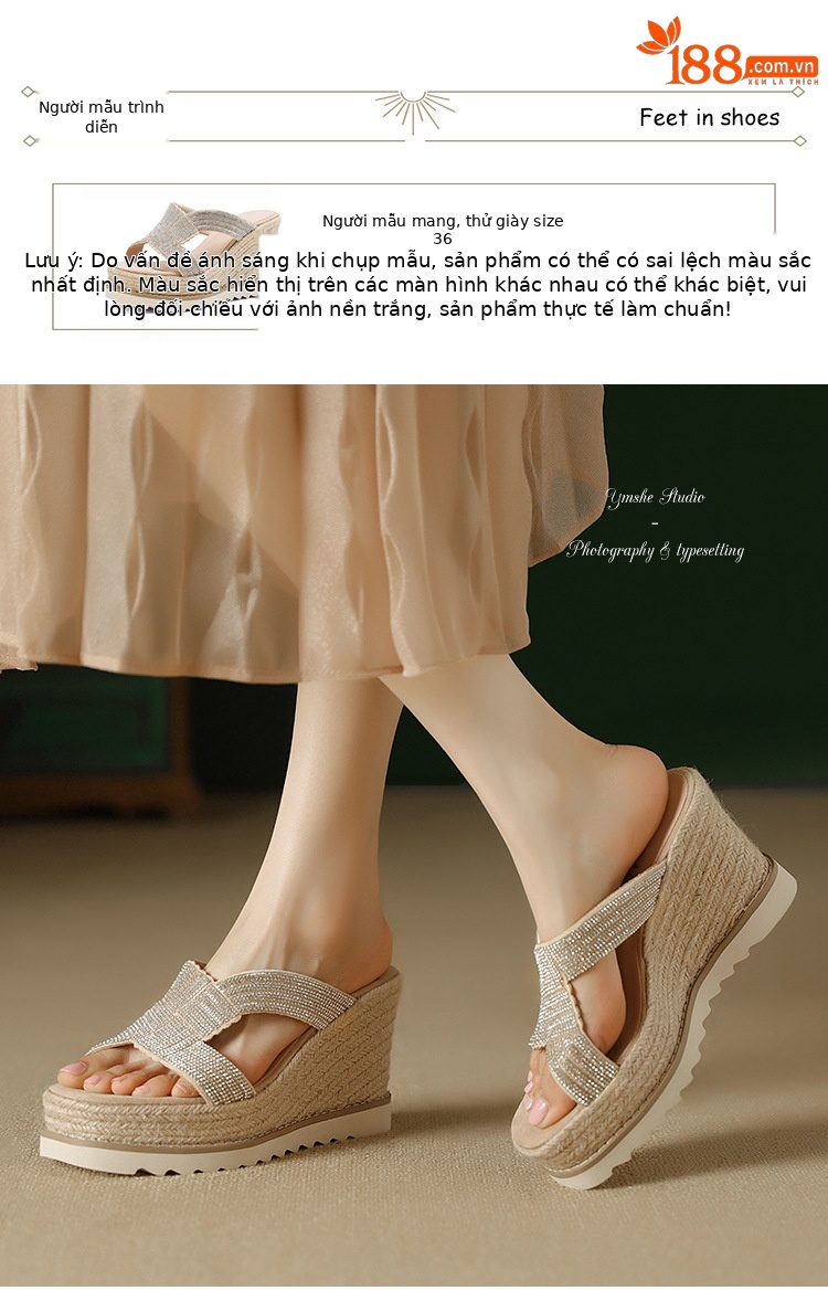 Sandal cao gót nữ hở mũi gót xuồng 10cm đính đá — màu hồng, màu mơ chi tiết 3