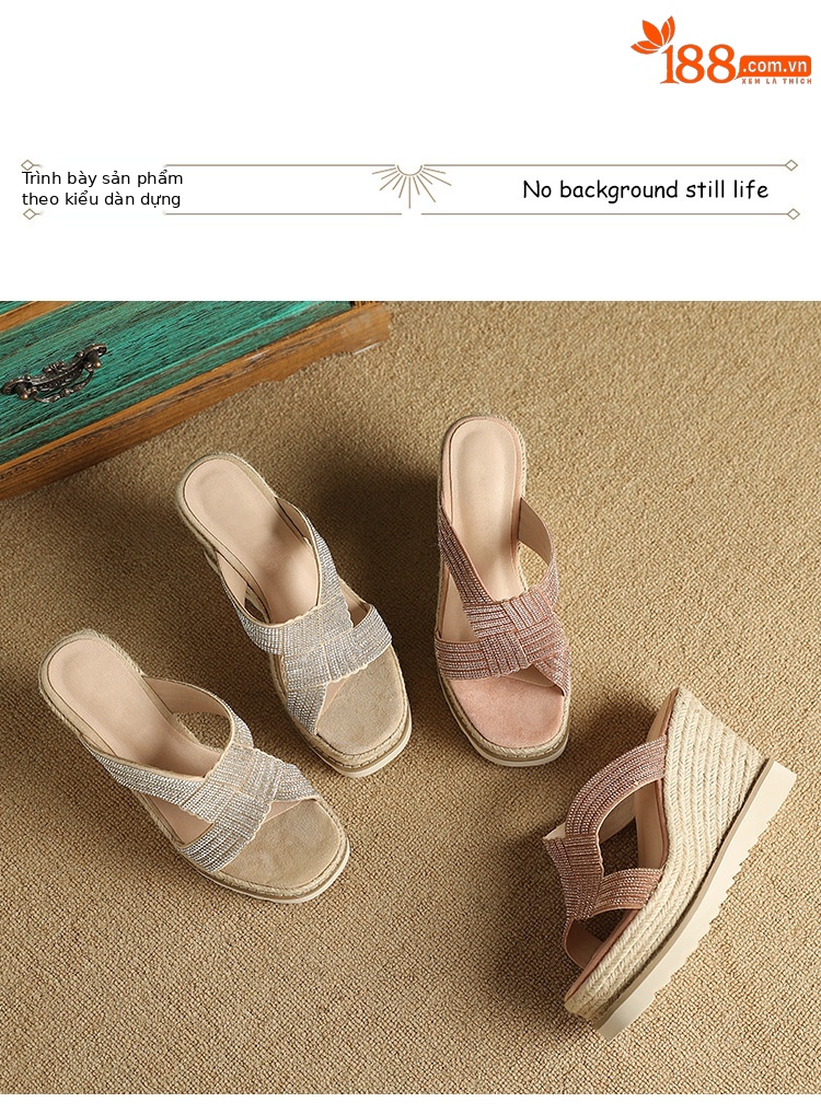 Sandal cao gót nữ hở mũi gót xuồng 10cm đính đá — màu hồng, màu mơ chi tiết 9
