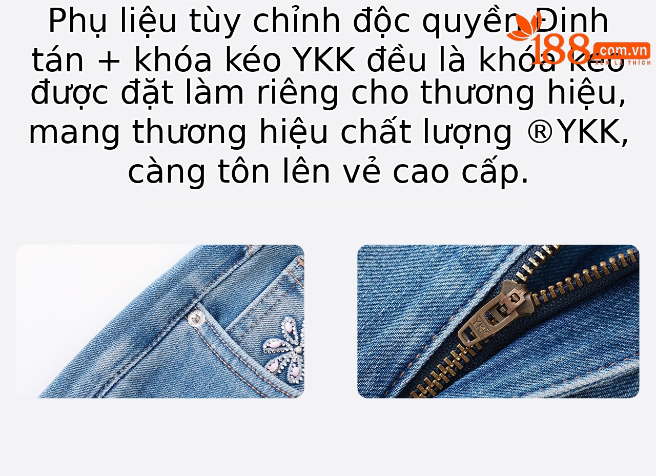 Quần jean nữ ống loe vải cotton wash lạnh co giãn 4 chiều phiên bản mỏng mùa hè — xanh lam chi tiết 13
