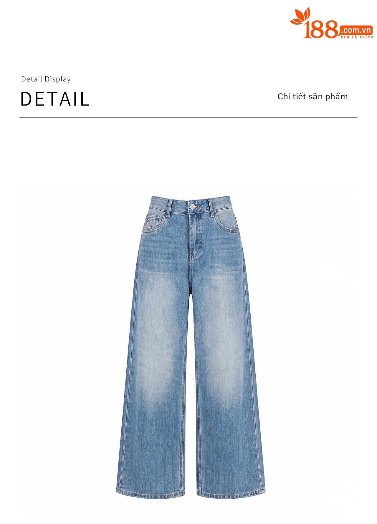 Quần jean ống rộng vải Tencel cotton phong cách retro, dáng suông rũ nhẹ mùa hè — xanh lam chi tiết 25