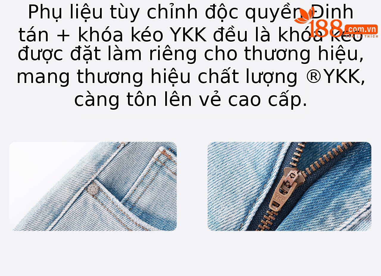 Quần jean nam ống rộng nhuộm mực, đính sequin kim cương, co giãn bốn chiều — xanh lam chi tiết 13