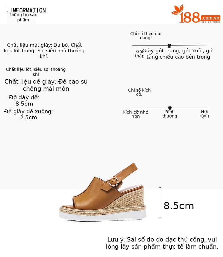 Sandal cao gót nữ hở mũi đế xuồng đan rơm phong cách châu Âu — Nâu vàng chi tiết 2