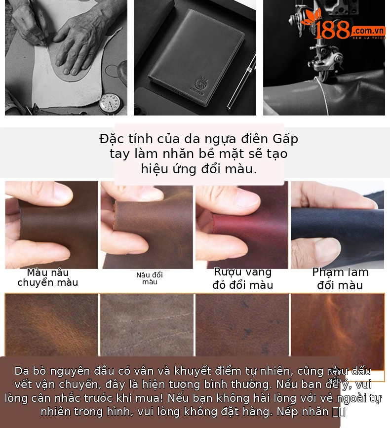 Ví da hộ chiếu nam phong cách cổ điển nhiều ngăn thẻ — Nâu cà phê chi tiết 5