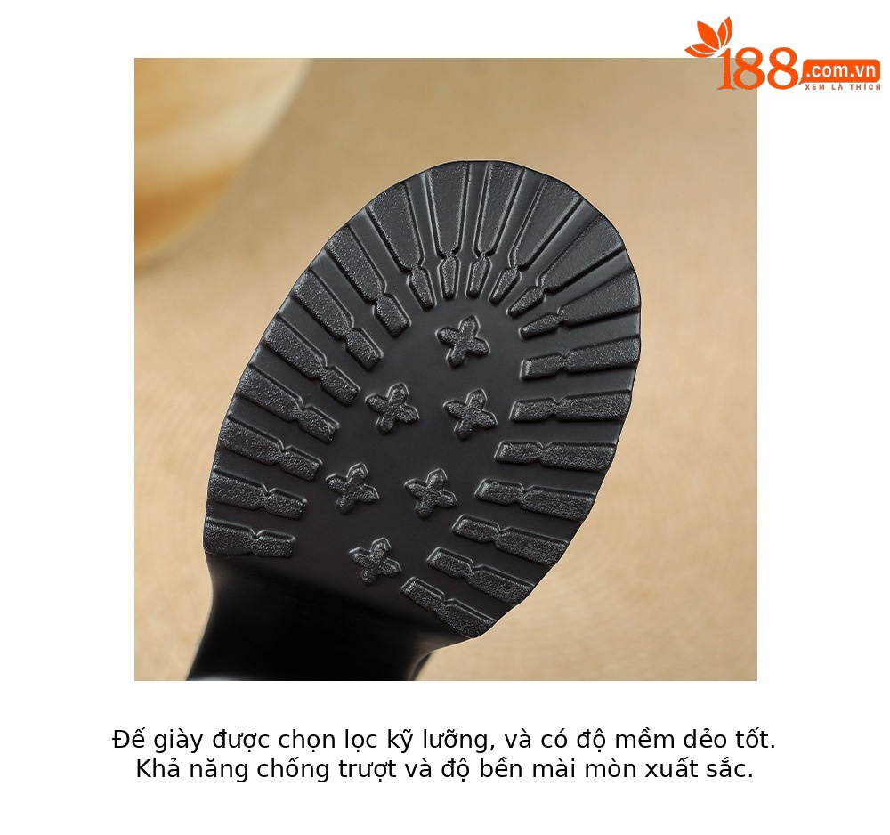 Sandal cao gót nữ mũi kín quai T đế xuồng phong cách La Mã — Da cừu lông đen, Da bò đen chi tiết 20