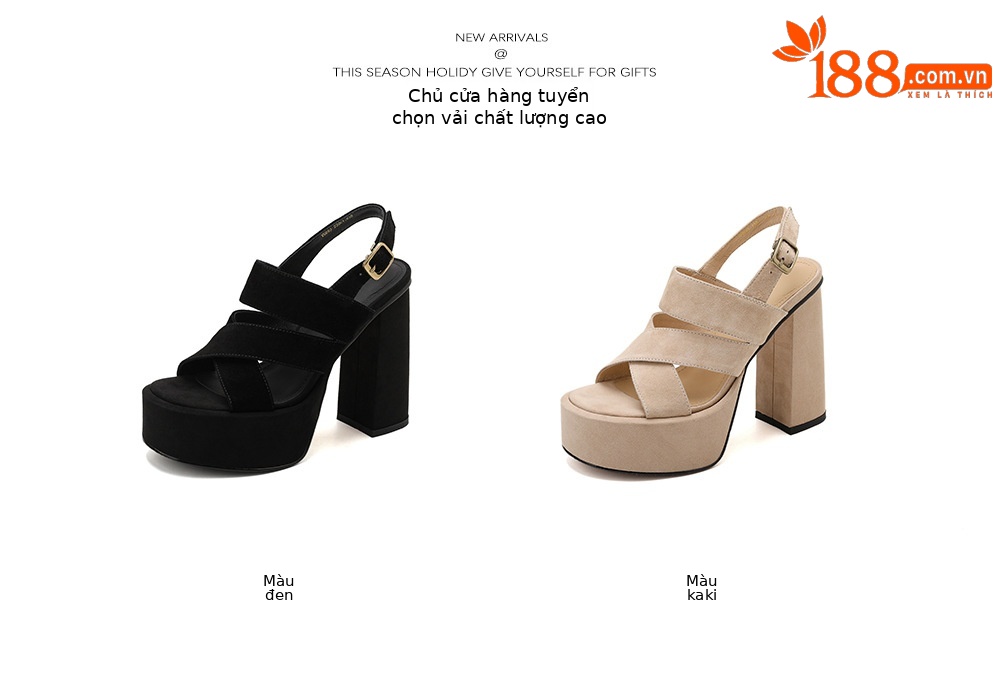 Sandal cao gót nữ hở mũi gót vuông 12 cm, quai ngang đế platform — màu đen, màu mơ chi tiết 4