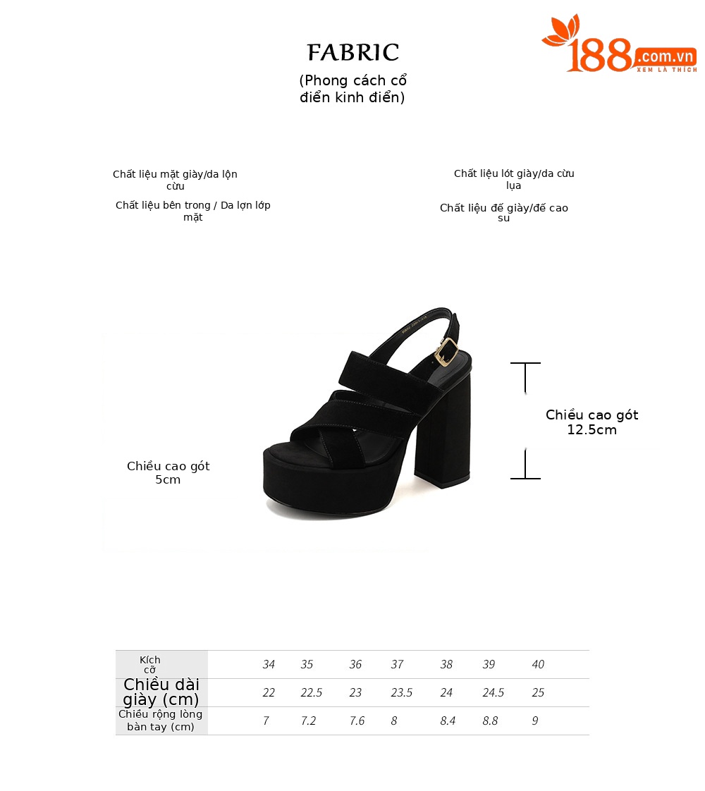 Sandal cao gót nữ hở mũi gót vuông 12 cm, quai ngang đế platform — màu đen, màu mơ chi tiết 2