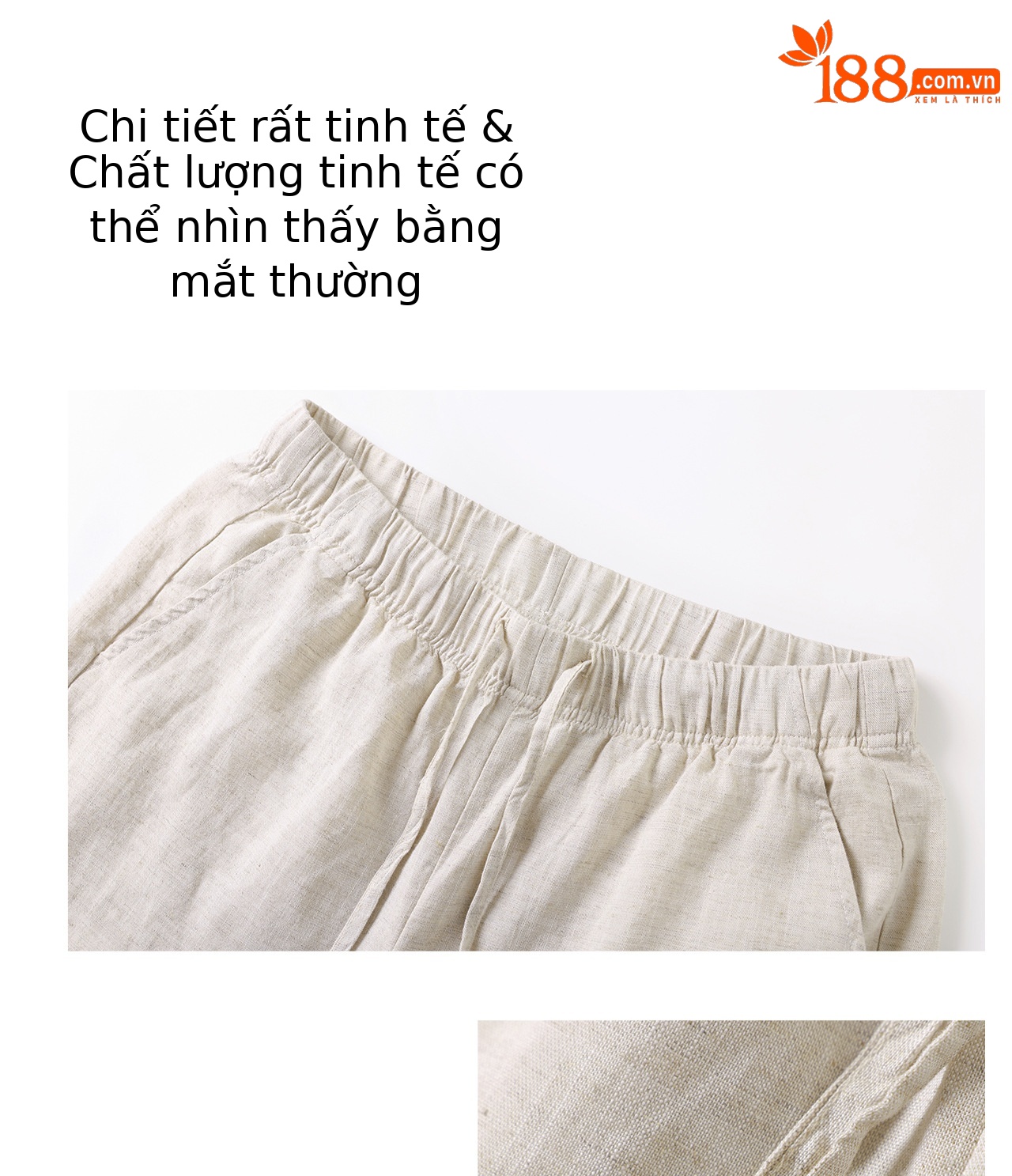 Quần culottes nữ ống rộng dáng suông vải tơ tằm pha linen chống nhăn mùa hè — Màu sắc chi tiết 7