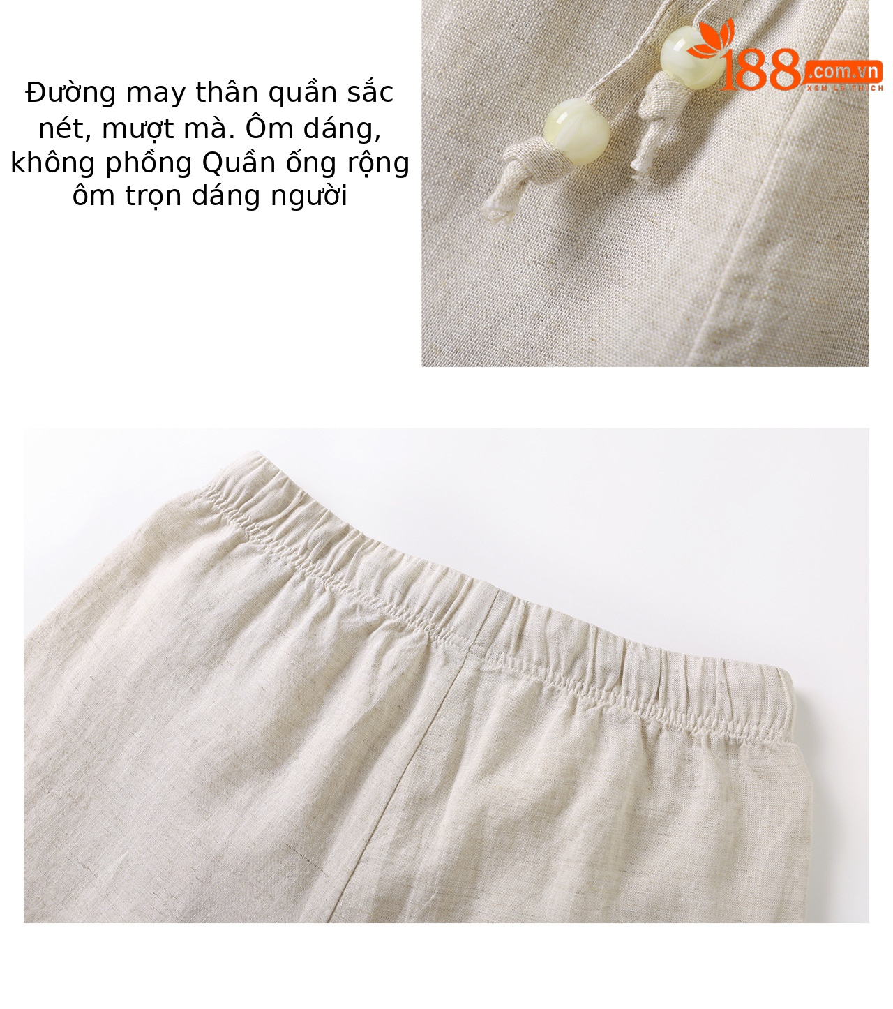 Quần culottes nữ ống rộng dáng suông vải tơ tằm pha linen chống nhăn mùa hè — Màu sắc chi tiết 8