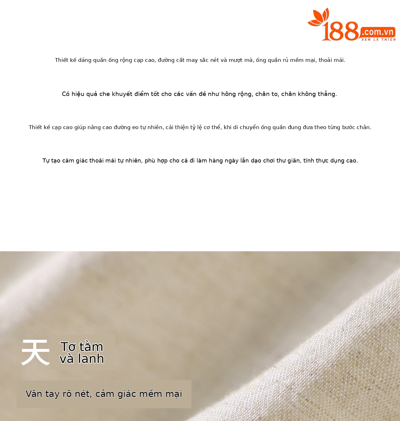 Quần culottes nữ ống rộng dáng suông vải tơ tằm pha linen chống nhăn mùa hè — Màu sắc chi tiết 3