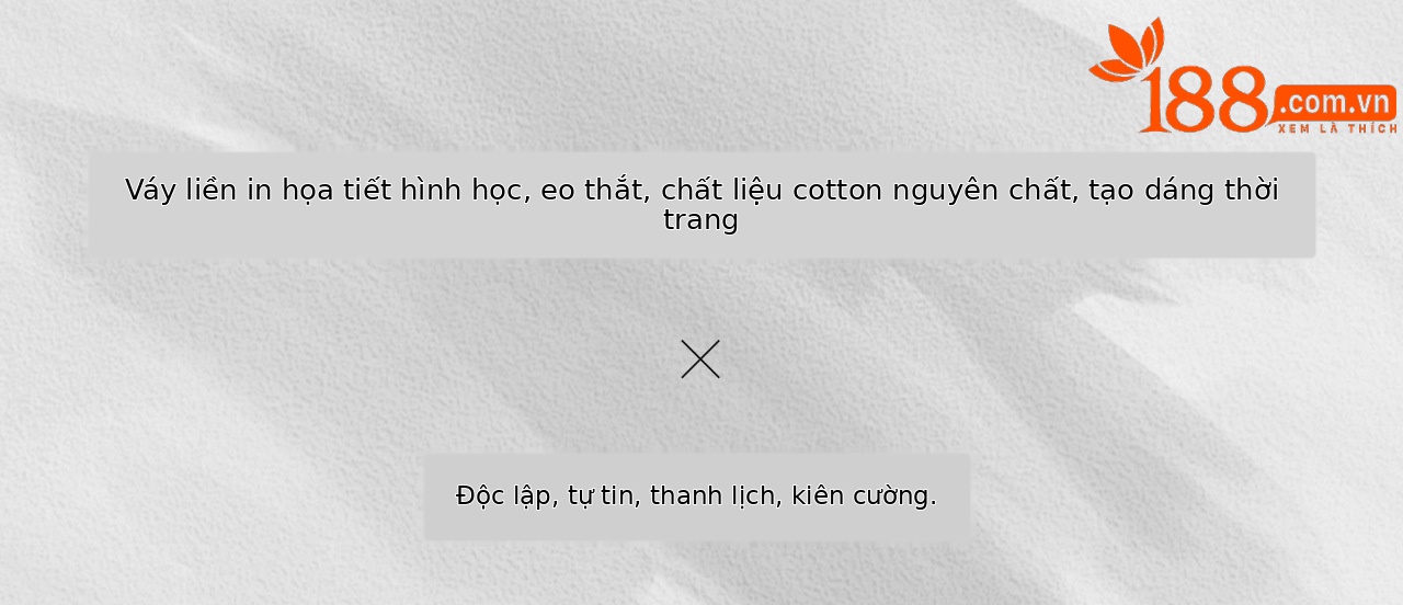 Đầm cotton in họa tiết hình học kẻ ô thắt eo không tay — In hình học chi tiết 1