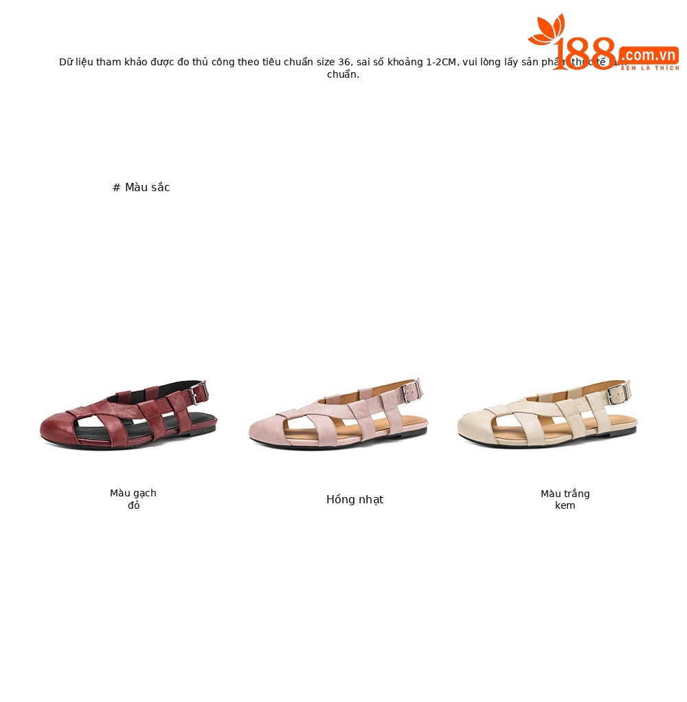 Sandal nữ bệt bọc mũi da bò đan vintage phong cách La Mã — Gạch đỏ chi tiết 4