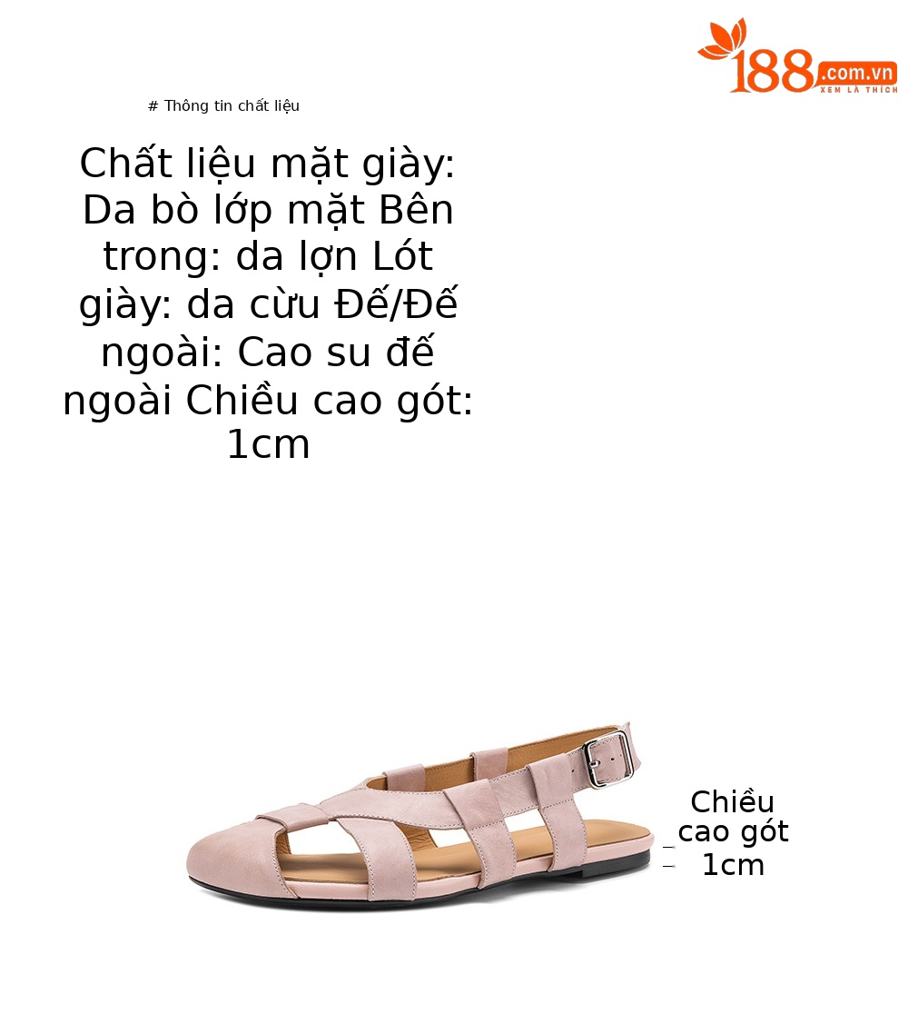 Sandal nữ bệt bọc mũi da bò đan vintage phong cách La Mã — Gạch đỏ chi tiết 3