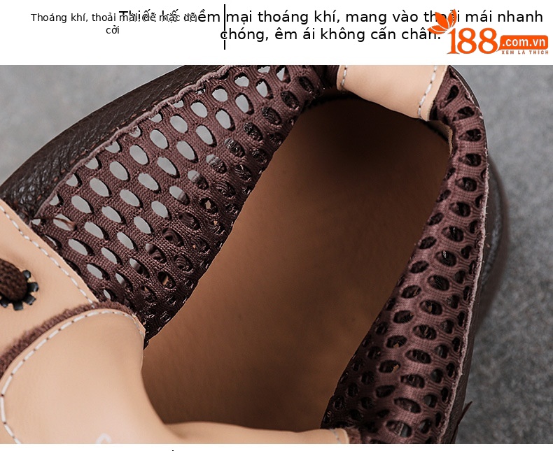 Boot nữ cổ thấp da bò lưới phối đế dày phong cách cổ điển — màu nâu chi tiết 6