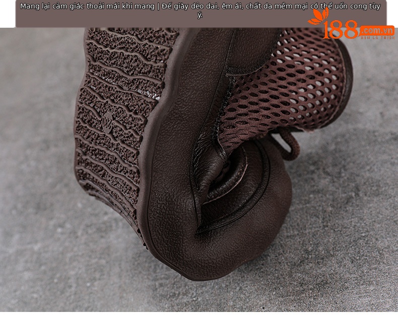 Boot nữ cổ thấp da bò lưới phối đế dày phong cách cổ điển — màu nâu chi tiết 8