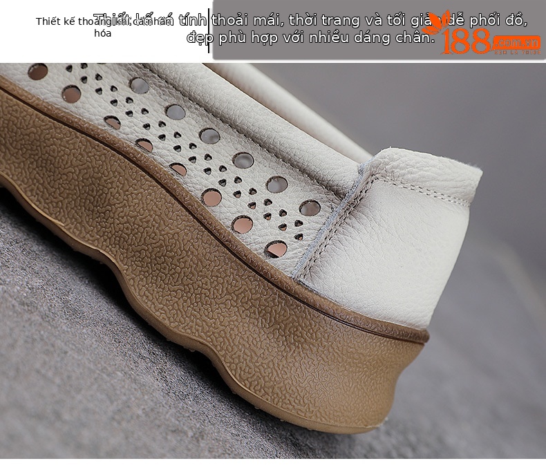 Giày lười nữ da bò mũi vuông đế mềm phong cách cổ điển — màu nâu chi tiết 5
