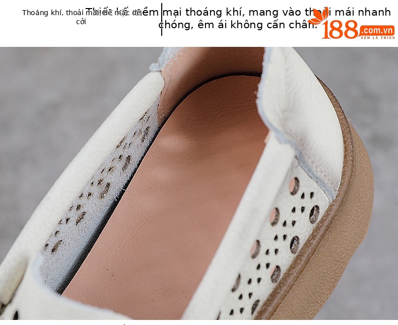 Giày lười nữ da bò mũi vuông đế mềm phong cách cổ điển — màu nâu chi tiết 6