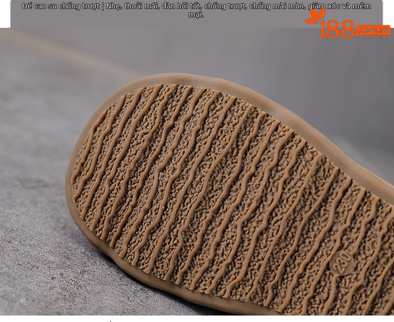 Giày lười nữ da bò mũi vuông đế mềm phong cách cổ điển — màu nâu chi tiết 7