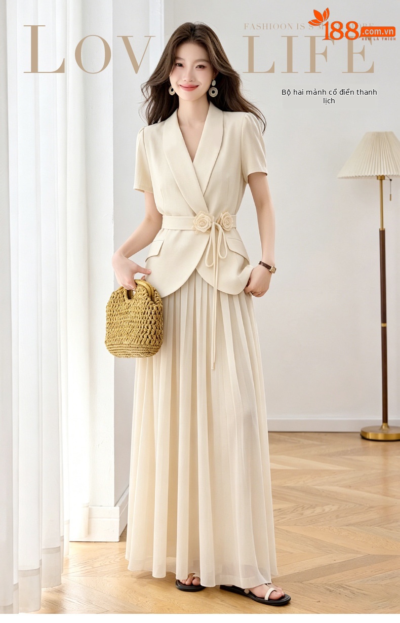 Set vest chân váy nữ công sở phong cách tiểu thư sang trọng, form ôm gọn dáng — Màu ảnh chi tiết 1