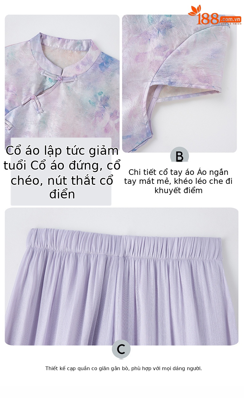 Set áo sơ mi phối quần ống rộng nữ thắt eo 2026 — màu tím chi tiết 8