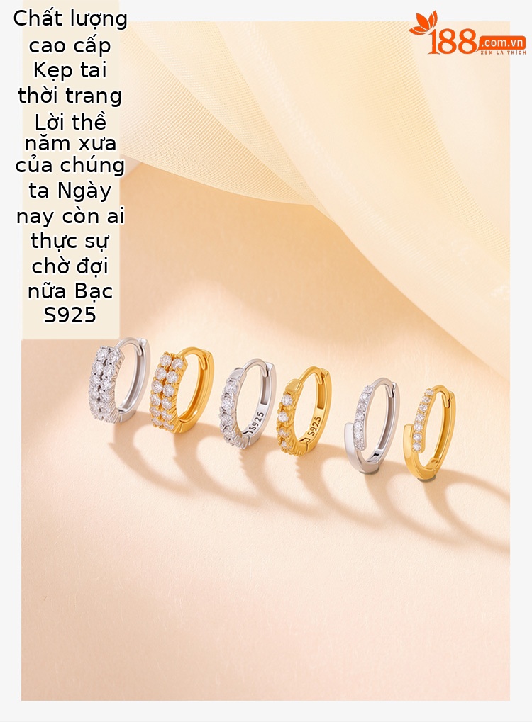 Khuyên tai hoop bạc S925 mạ vàng hình tròn phong cách tối giản — Kiểu hai bạc chi tiết 1