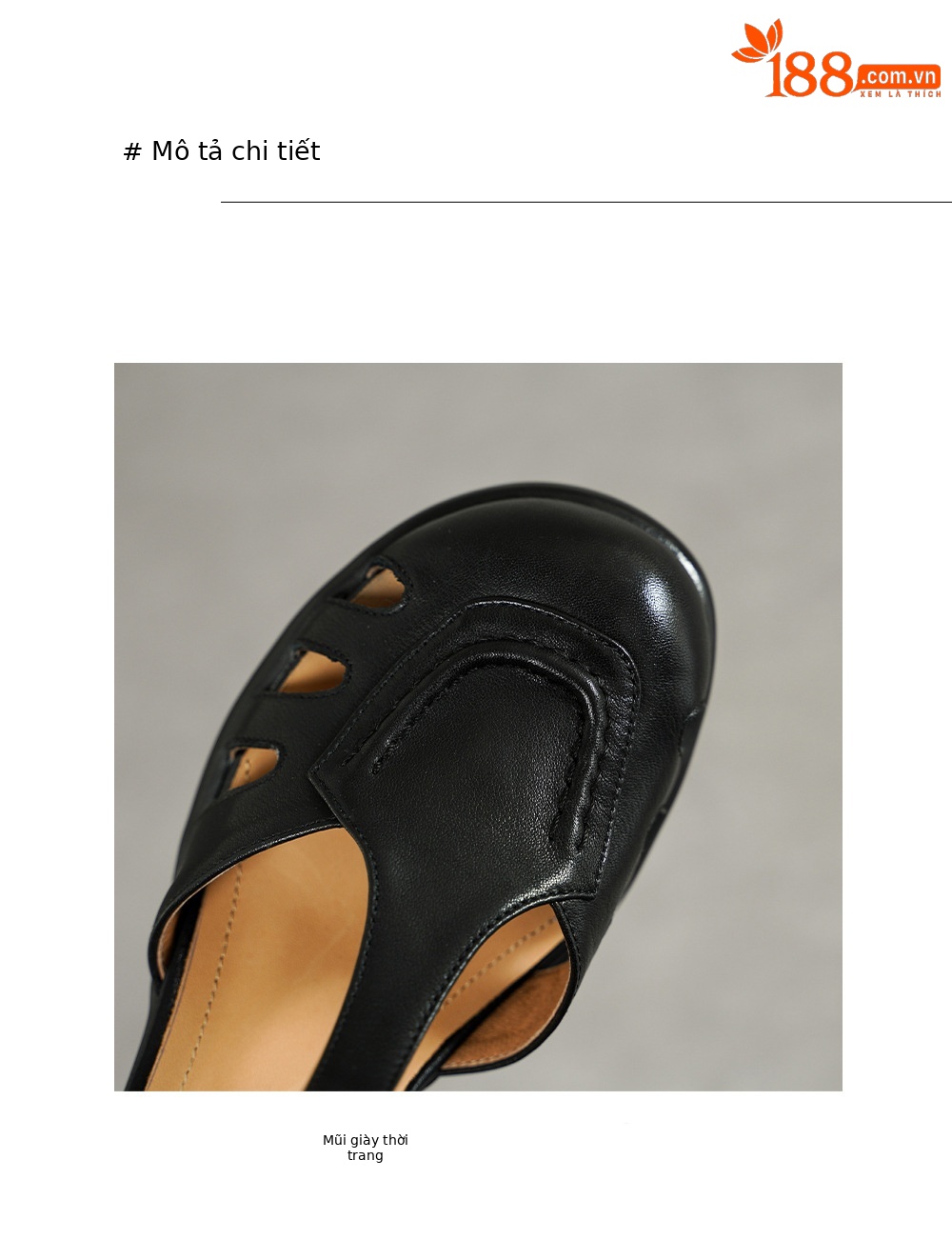 Sandal cao gót nữ mũi nhọn quai ngang khóa T, gót 5 cm, da bò thật — đen chi tiết 20