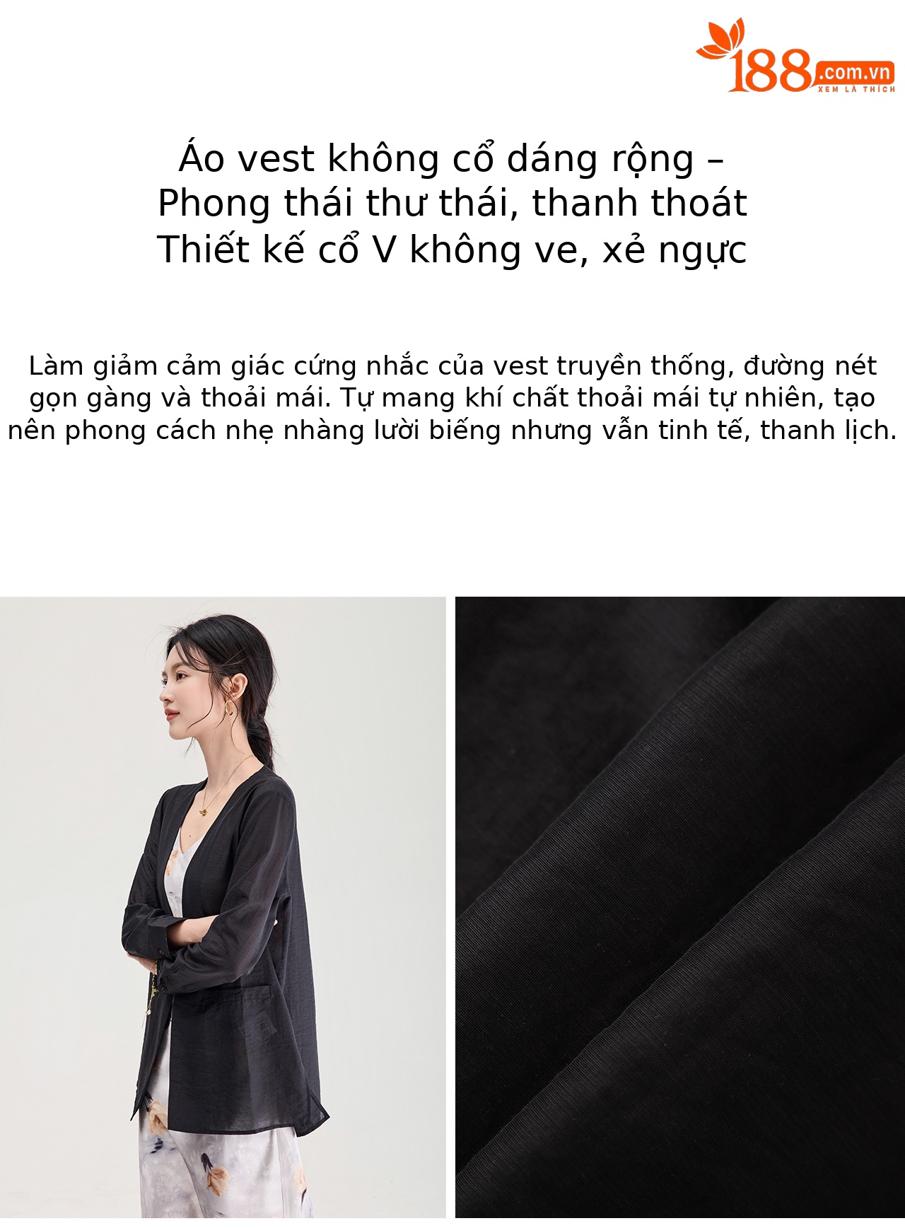 Áo cardigan nữ tay dài chất liệu tencel mát lạnh dáng rộng — màu đen chi tiết 8
