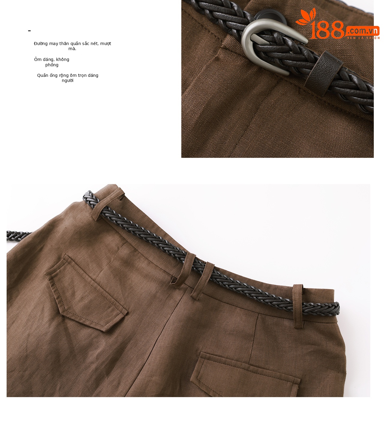 Quần short nữ kaki cạp cao ống suông chống nhăn phong cách công sở — Xanh lông mòng đen chi tiết 8