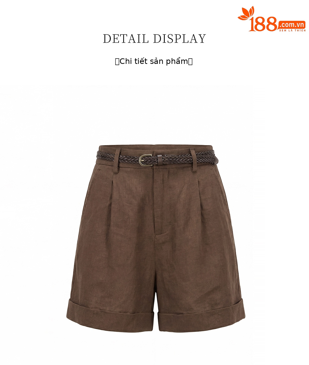 Quần short nữ kaki cạp cao ống suông chống nhăn phong cách công sở — Xanh lông mòng đen chi tiết 33